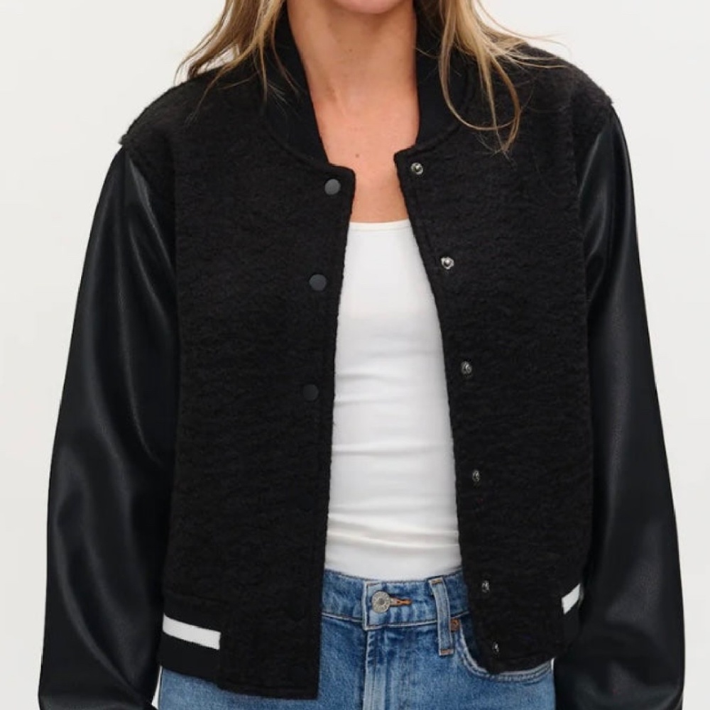 Six Fifty York Bomber jacket with faux leather sleeves